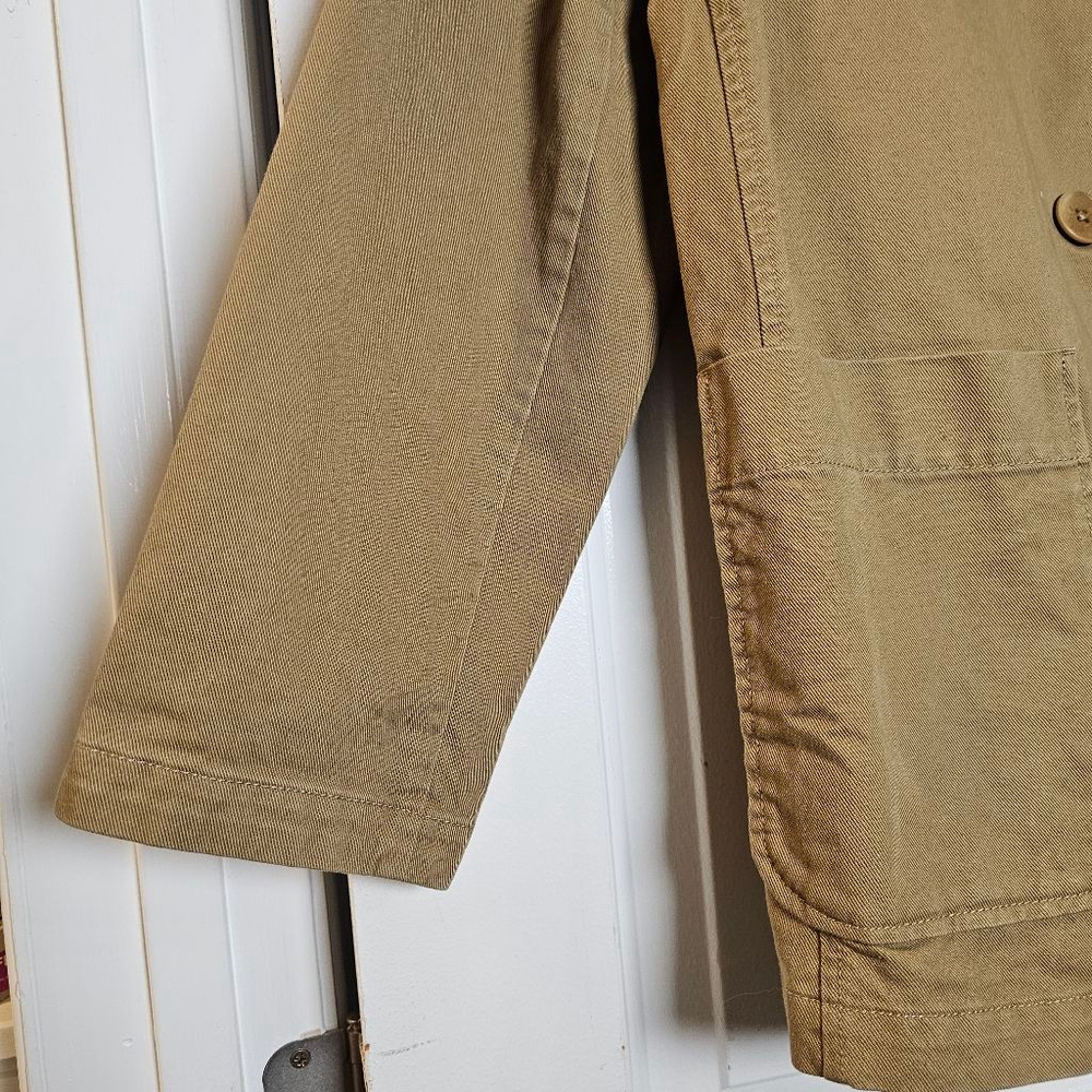 Madewell LG blazer style denim jacket, khaki/tan, boxy cut - Picture 5 of 14